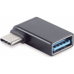 USB-C (m) - USB-A (v) adapter | 90° haaks naar links/rechts | USB3.0 | OTG | zwart