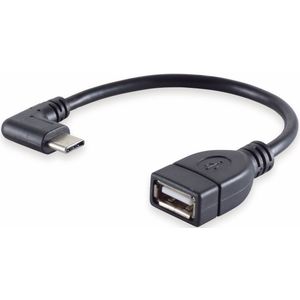 USB-C (m) - USB-A (v) haaks (links/rechts) adapter | USB2.0 | OTG | zwart | 0,15 meter