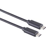 USB-C naar USB-C kabel - USB3.2 (tot 20 Gbit/s) - PD tot 20V/3A - video tot 4K 60Hz / zwart - 0,50 meter