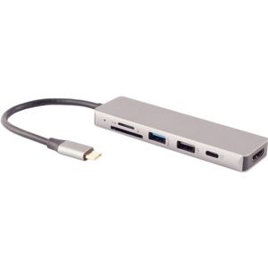 USB-C 3.2 Gen 1 Multiport Adapter - HDMI - USB-A - USB-C PD - Micro SD - SD - 0,16 meter - Grijs