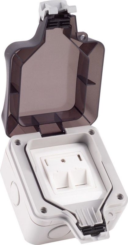 Waterdichte Opbouwdoos - 2 Keystones - IP66 - Grijs