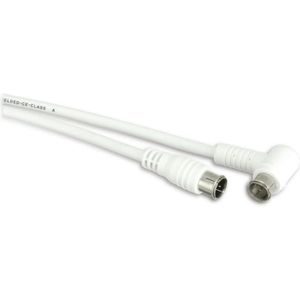 F-quick (m) recht - F-quick (m) haaks coaxkabel - wit - 2,5 meter
