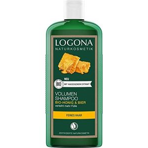 LOGONA Naturkosmetik Volume shampoo voor natuurlijk vol haar, geschikt voor fijn haar, voedende haarshampoo met bier en biologische honing, 1 x 250 ml