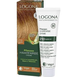 LOGONA Naturkosmetik Plant haarverf crème 210 koperrood, rode natuurlijke haarverf met henna, kleurcrème Indian Summer, duurzame kleuring, 150 ml