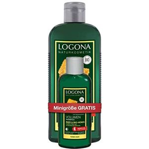 LOGONA Naturkosmetik SET Volume Shampoo Bier & Bio-Honing Plus Onpack Reisformaat, 2-pack (2 x 250 ml + 2 x 75 ml)