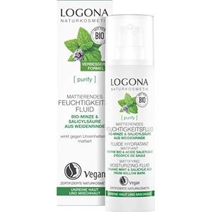 LOGONA Naturkosmetik PURIFY 00049 Matt Vochtvloeistof Bio Mint en Salicylzuur Wilgenschors, 30 ml