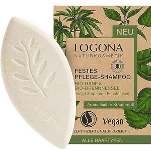 Logona natuurlijke cosmetica vaste shampoo voor natuurlijk en gezond haar, barshampoo met veganistische formule op basis van biologische hennep en netels, 1 x 60 g