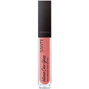 Sante Naturkosmetik Natuurlijke lipgloss met glanzende afwerking met sheaboter voor verzorgde lippen, intense kleur nr. 04 fonkelend koraal, 5,3 ml