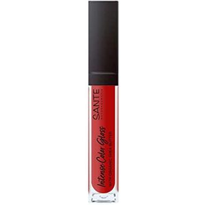 Sante Naturkosmetik Natuurlijke lipgloss met glanzende afwerking, sheaboter voor verzorgde lippen, intense kleur Gloss nr. 06 Daring Red, per stuk verpakt (1 x 5,3 ml)