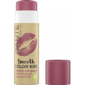Sante Naturkosmetik Naturkosmetik Smooth Color Kiss 02 Soft Red, getinte lippenbalsem in rood, met biologische sheaboter, hydrateert, delicate fruitige geur, 8,5 g