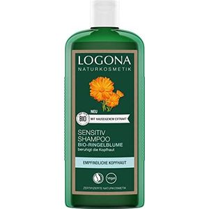 LOGONA Naturkosmetik Sensitiv Shampoo voor natuurlijk gezond haar, geschikt voor de gevoelige, gevoelige hoofdhuid, milde haarshampoo met veganistische formule van biologische goudsbloem, 1 x 250 ml