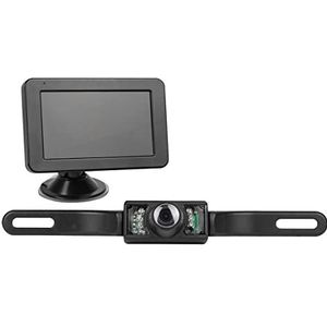 Eufab Draadloos achteruitrijcamerasysteem - Afstandshulplijnen - Zuignapvoet - Nummerplaathouder - Zwart