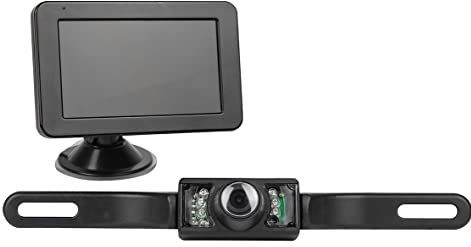 Eufab Draadloos achteruitrijcamerasysteem - Afstandshulplijnen - Zuignapvoet - Nummerplaathouder - Zwart