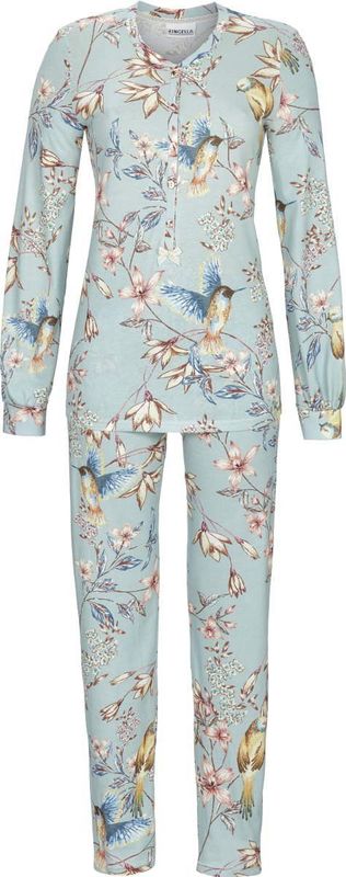 Ringella - Pyjama - Blauw - Lange Mouwen - Bloemen en Vogels