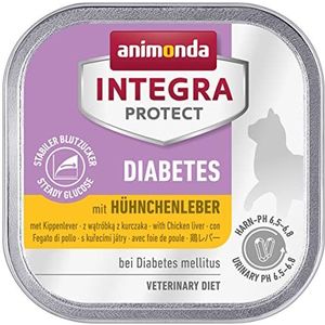 Animonda Integra Protect Kattenvoer voor katten met diabetes, nat voer, met kippenlever, 16 x 100 gram