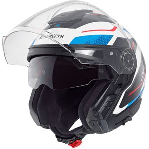 Schuberth - J2 - Jethelm - Wit Blauw Rood - Glasvezel/Fiber Mix