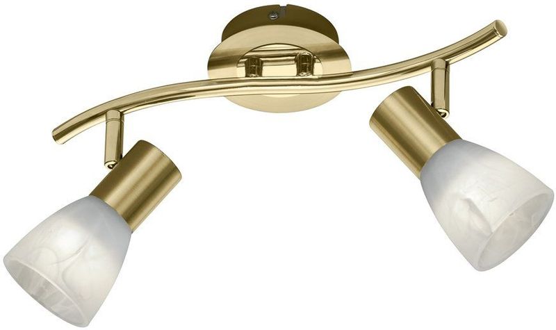 Led Deckenstrahler levisto 2-flammig Messing Glasschirme schwenkbar, Breite 33cm