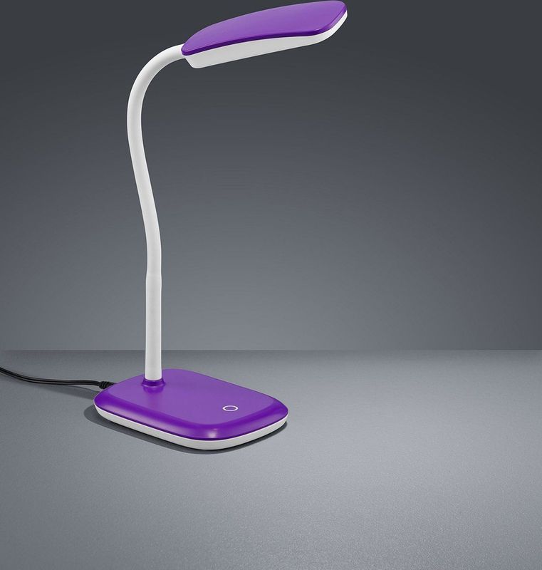 LED Schreibtischleuchte BOA in Lila mit Flex Gelenk & 4-fach Dimmer, 36cm