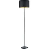 Moderne Stehleuchte HOSTEL mit Lampenschirm Ø35cm aus Stoff in Schwarz & Gold