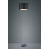 Moderne Stehleuchte HOSTEL mit Lampenschirm Ø35cm aus Stoff in Schwarz & Gold