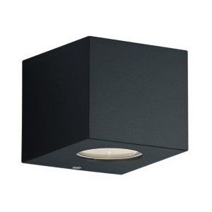 Reality Leuchten Buitenwandlamp Cordoba R28222632, kunststof mat zwart, incl. 2x 2 watt LED, Up en Down verlichting met sjablonen