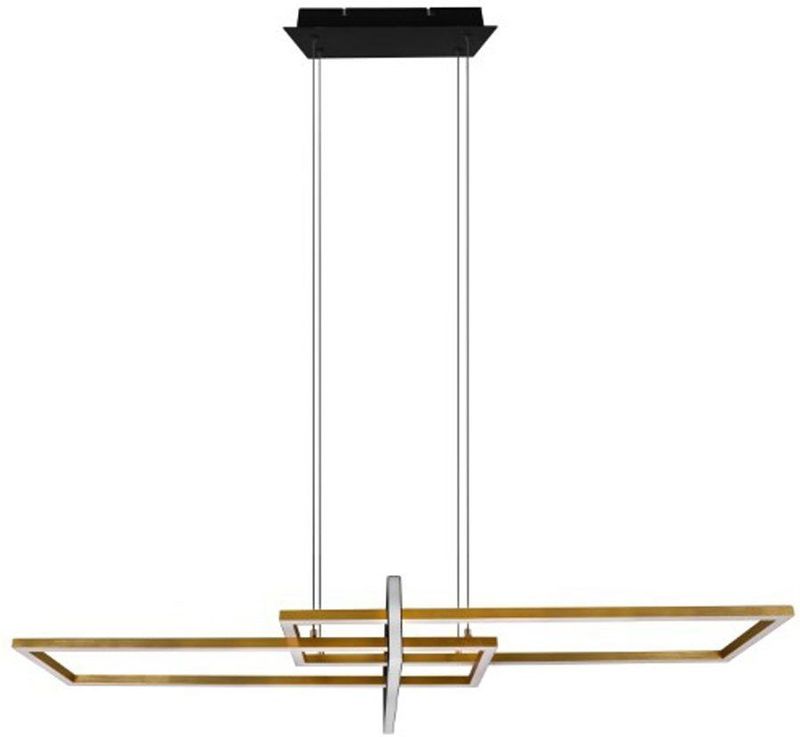 Große led Pendelleuchte salinas eckig mit Switch Dimmer Messing matt / Schwarz