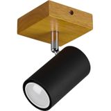 Wand- & Deckenstrahler MARLEY Schwarz mit Holz 1-flammig Spot schwenkbar