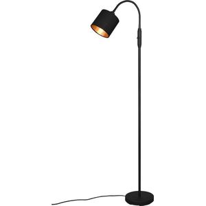 Reality - Tommy - Vloerlamp - Zwart/Goud - Hoogte 130 cm, Metaal/Stof, Fitting E14, IP20