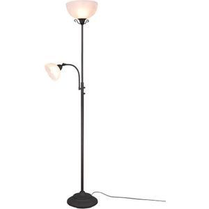 Reality Leuchten Country R46322024 Staande lamp, metaal roestkleurig, glas albast wit wit, exclusief 1x E27 en E14