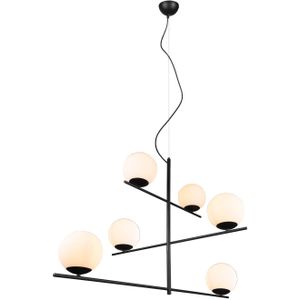 Trio Lighting Hanglamp Pure zwenkarmen 6-lamps zwart/wit