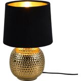 REALITY SOPHIA Tafellamp Goud excl. 1x E14 40W Snoerschakelaar Zwarte kap