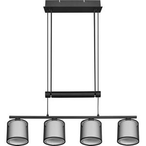 Trio leuchten - LED Hanglamp - Hangverlichting - E27 Fitting - 4-lichts - Rechthoek - Zwart - Aluminium
