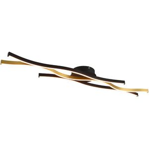 Design plafondlamp zwart met goud incl. LED dimbaar - Blaze