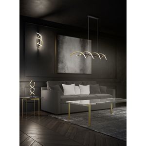 Trio leuchten - LED Hanglamp - Hangverlichting - 45W - Aanpasbare Kleur - Dimbaar - Rechthoek - Goud - Aluminium