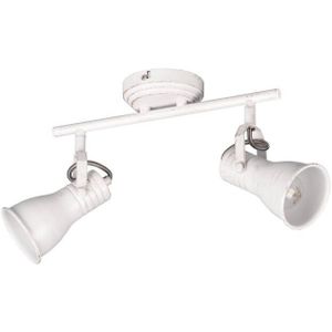 Trio leuchten - LED Plafondspot - Plafondverlichting - E14 Fitting - 2-lichts - Rechthoek - Antiek Wit - Aluminium