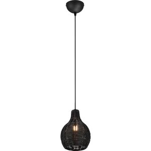 Reality - LED Hanglamp - Hangverlichting - E14 Fitting - 1-lichts - Rond - Zwart - Hout