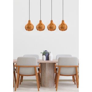 Reality Leuchten Hanglamp Sprout van rotan, 4-lamps, natuur