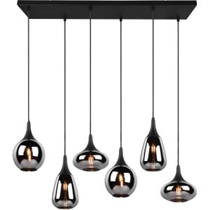 Trio Lighting Hanglamp LUMINA, 6-lamps, zwart/chroom, glas
