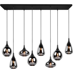Trio Lighting Hanglamp LUMINA, 8-lamps, zwart/chroom, glas