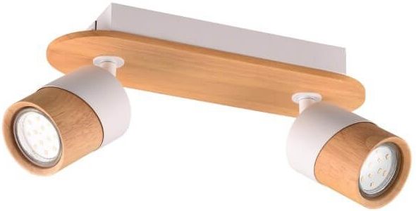 Deckenstrahler aruni Korpus & Lampenschirme Naturholz & Metall Weiß 28cm