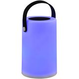 REALITY Leuchten LED Außen-Tischleuchte »GARCIA, Outdoor Tischlampe mit Tragegriff, Akku Solarbetrieb, IP44«, 1 flammig, Leuchtmittel LED-Board  LED fest integriert, USB-Ladeanschluss, RGBW Farbwechsel, Höhe 20 cm Ø 13cm, Schalter
