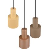 Hanglamp brons met taupe en beige 3-lichts - Ans