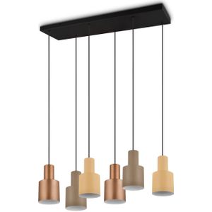 Hanglamp brons met taupe en beige 6-lichts - Ans
