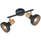 Reality Leuchten - Deckenstrahler latika aus Metall in Schwarz & Holzoptik, Breite 30cm