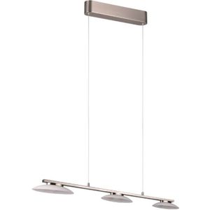 Trio Led-hanglamp Merton 343610307, metaal nikkel mat, glas wit, incl. 3 x 9 watt LED, dimmerschakelaar, Lift Me