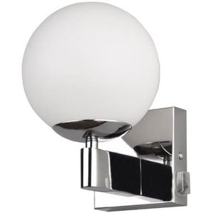 Trio Lighting Badkamerwandlamp Kula, glazen kap, IP44, chroom