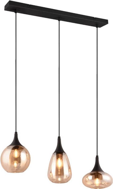 Balkenpendelleuchte LUMINA 3-flammig, Glas amberfarbig, Breite 70cm