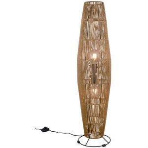 REALITY MIKI - Vloerlamp - Bruin - excl. 2x E27 40W - Voetschakelaar - Naturel sisal