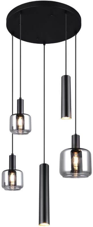 TRIO - MATARO - Hanglamp - Zwart mat - excl. 1x E27 4,9 W - Plafondbevestiging - In hoogte verstelbaar