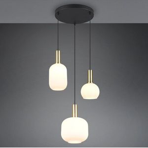 Trio Lighting Diva hanglamp, 3-lamps, messingkleurig, opaal, glas, metaal